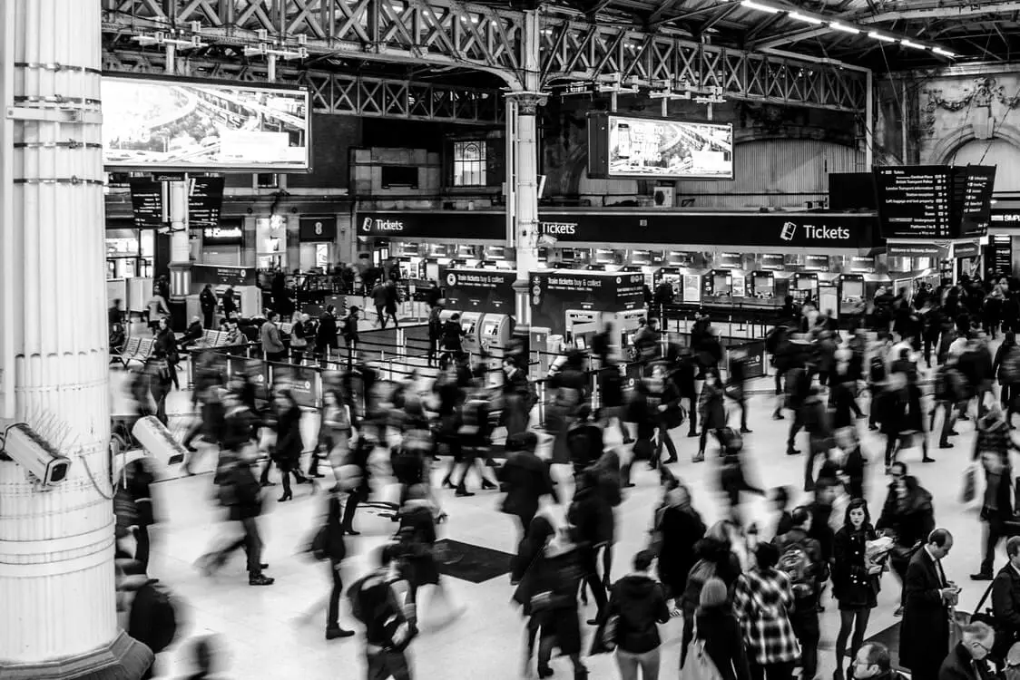 Image of busy commuter train station